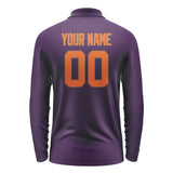 Custom Purple Orange Long Sleeve Polo Shirt