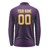 Custom Purple Gold Long Sleeve Polo Shirt