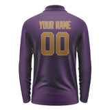 Custom Purple Khaki Long Sleeve Polo Shirt