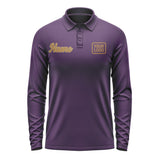 Custom Purple Khaki Long Sleeve Polo Shirt