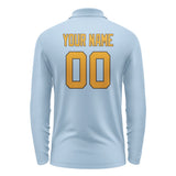 Custom Light Blue Yellow Long Sleeve Polo Shirt