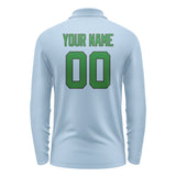 Custom Light Blue Emerald Green Long Sleeve Polo Shirt
