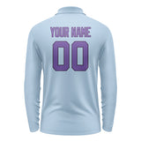 Custom Light Blue Light Purple Long Sleeve Polo Shirt