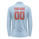 Custom Light Blue Copper Rose Long Sleeve Polo Shirt
