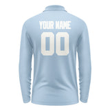 Custom Light Blue White Long Sleeve Polo Shirt