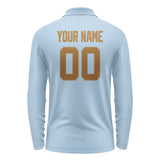 Custom Light Blue Khaki Long Sleeve Polo Shirt