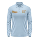 Custom Light Blue Khaki Long Sleeve Polo Shirt