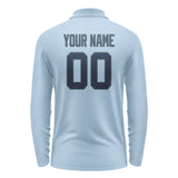 Custom Light Blue Blue Long Sleeve Polo Shirt