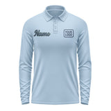 Custom Light Blue Blue Long Sleeve Polo Shirt