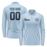 Custom Light Blue Blue Long Sleeve Polo Shirt