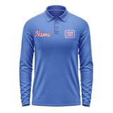 Custom Sky Blue Light Pink Long Sleeve Polo Shirt