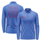 Custom Sky Blue Light Purple Long Sleeve Polo Shirt