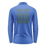 Custom Sky Blue Blue Green Long Sleeve Polo Shirt