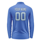 Custom Sky Blue Light Blue Long Sleeve Polo Shirt