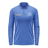 Custom Sky Blue Light Blue Long Sleeve Polo Shirt
