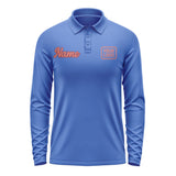 Custom Sky Blue Copper Rose Long Sleeve Polo Shirt