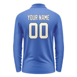 Custom Sky Blue Cream Long Sleeve Polo Shirt