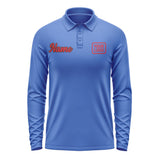 Custom Sky Blue Red Long Sleeve Polo Shirt