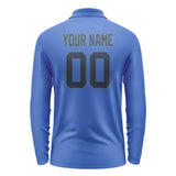 Custom Sky Blue Blue Long Sleeve Polo Shirt