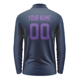 Custom Blue Light Purple Long Sleeve Polo Shirt
