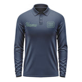 Custom Blue Blue Green Long Sleeve Polo Shirt
