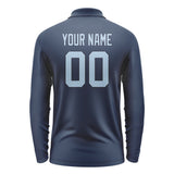 Custom Blue Light Blue Long Sleeve Polo Shirt