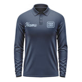 Custom Blue Light Blue Long Sleeve Polo Shirt