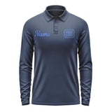 Custom Blue Sky Blue Long Sleeve Polo Shirt