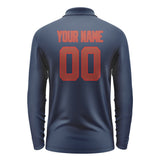 Custom Blue Coral Red Long Sleeve Polo Shirt