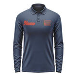 Custom Blue Coral Red Long Sleeve Polo Shirt
