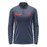 Custom Blue Orange Red Long Sleeve Polo Shirt