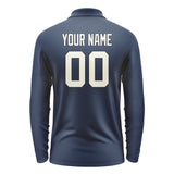Custom Blue Cream Long Sleeve Polo Shirt