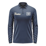 Custom Blue Cream Long Sleeve Polo Shirt