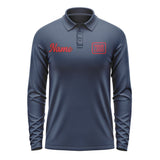 Custom Blue Red Long Sleeve Polo Shirt
