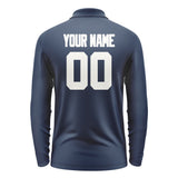 Custom Blue White Long Sleeve Polo Shirt