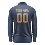 Custom Blue Light Khaki Long Sleeve Polo Shirt