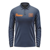 Custom Blue Orange Long Sleeve Polo Shirt