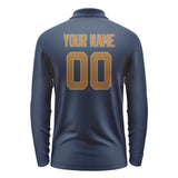 Custom Blue Khaki Long Sleeve Polo Shirt