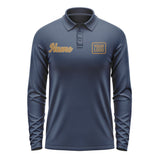Custom Blue Khaki Long Sleeve Polo Shirt