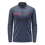 Custom Blue Crimson Red Long Sleeve Polo Shirt