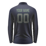 Custom Navy Dark Grey Long Sleeve Polo Shirt