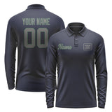 Custom Navy Dark Grey Long Sleeve Polo Shirt