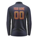 Custom Navy Khaki Long Sleeve Polo Shirt