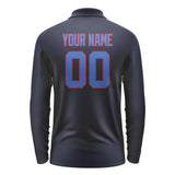 Custom Navy Sky Blue Long Sleeve Polo Shirt