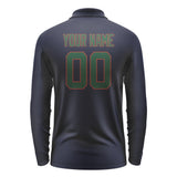 Custom Navy Green Long Sleeve Polo Shirt