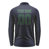 Custom Navy Green Long Sleeve Polo Shirt