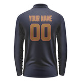 Custom Navy Khaki Long Sleeve Polo Shirt