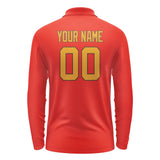 Custom Orange Red Yellow Long Sleeve Polo Shirt