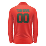 Custom Orange Red Green Long Sleeve Polo Shirt