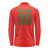 Custom Orange Red Emerald Green Long Sleeve Polo Shirt